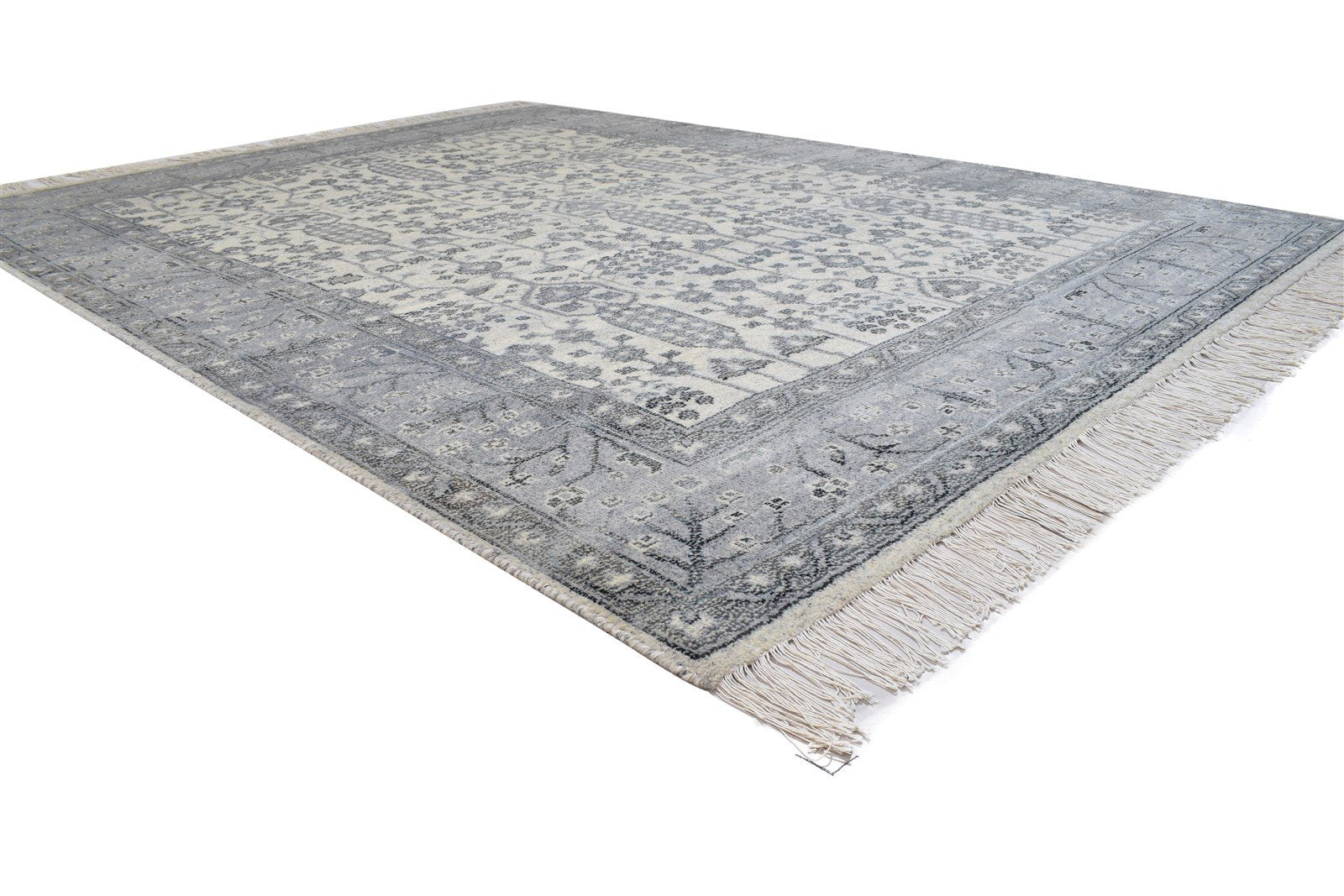 Hand Knotted Silver Wool Rug 8X10 Persian Sarouk-Indian Oriental Large Carpet   7864175788181