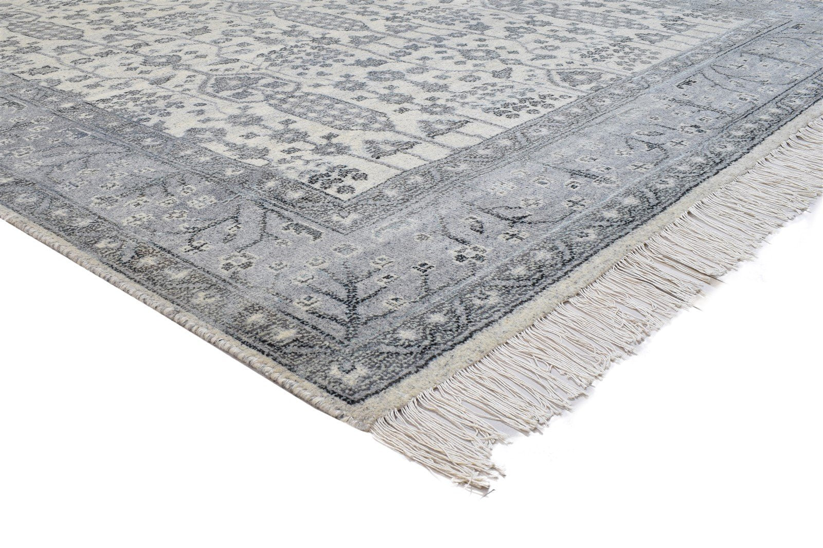 Hand Knotted Silver Wool Rug 8X10 Persian Sarouk-Indian Oriental Large Carpet   7864175788181