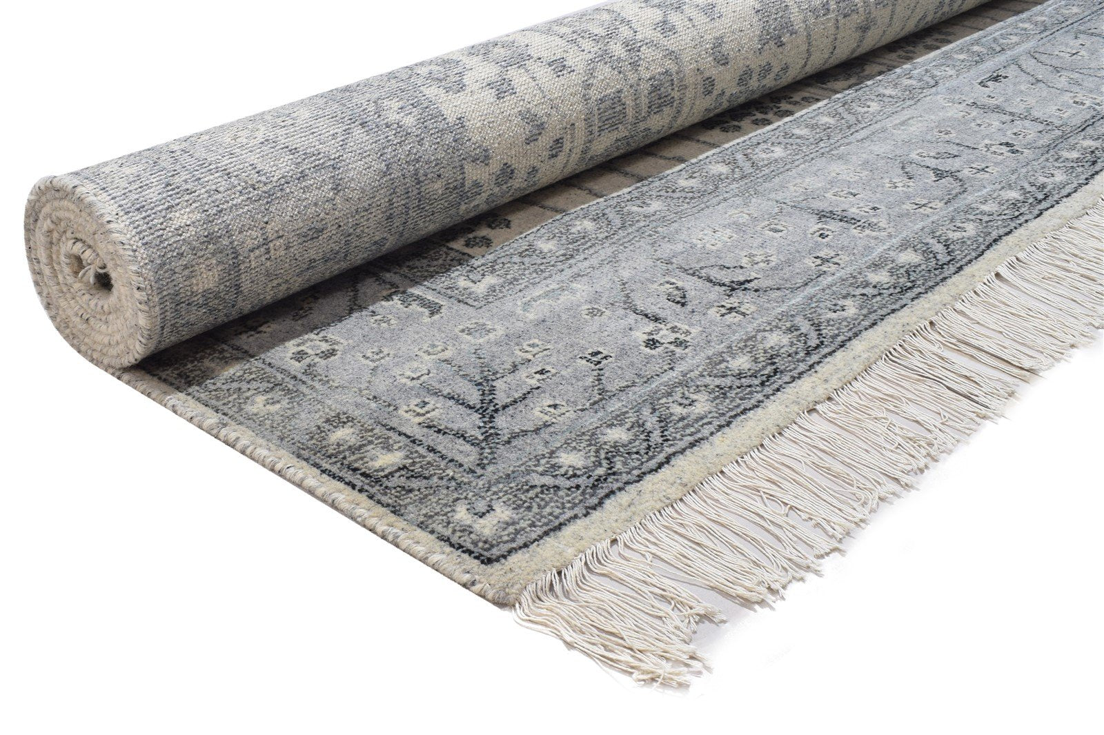 Hand Knotted Silver Wool Rug 8X10 Persian Sarouk-Indian Oriental Large Carpet   7864175788181