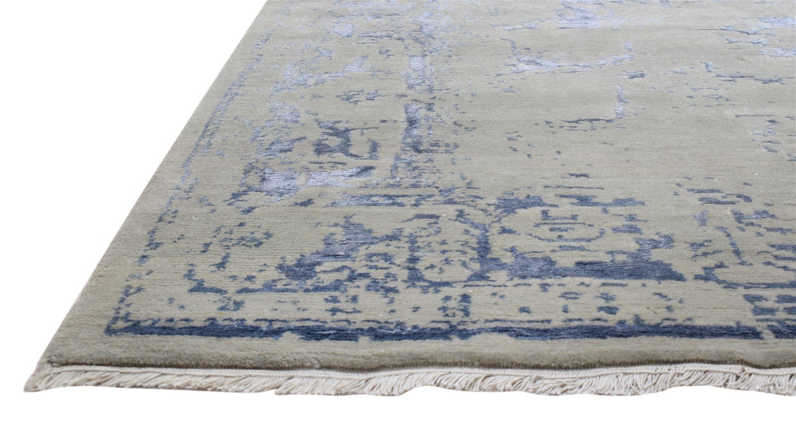 Hand Knotted Silver Wool / Silk Rug 6X9 Modern Oushak Distressed Large Carpet   7864082694293