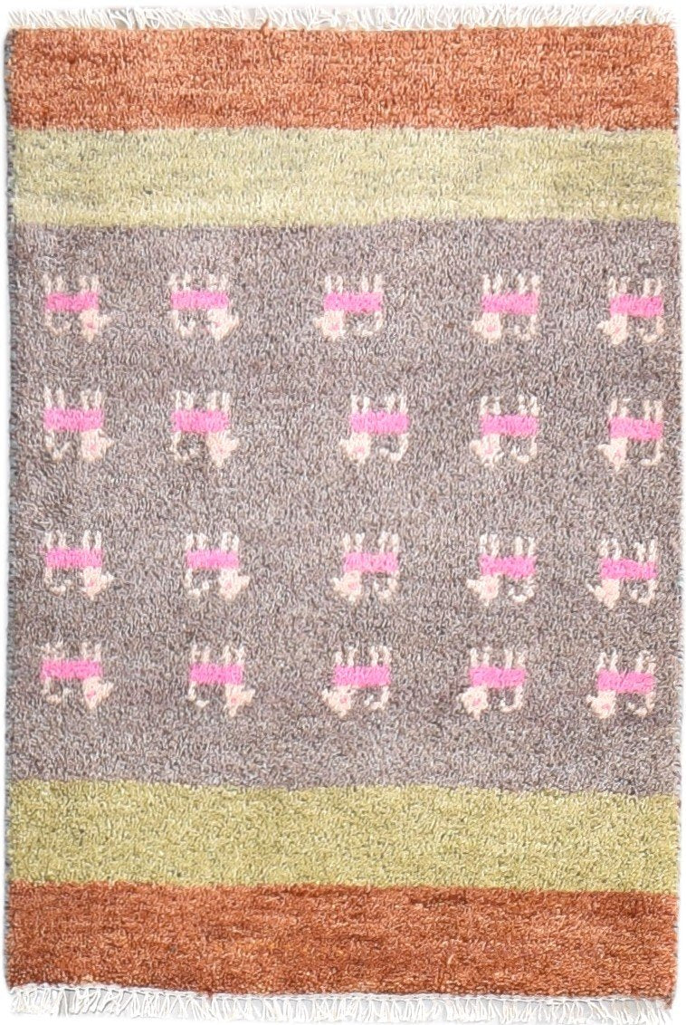 Martita Hand Knotted Taupe Wool Rug 2' X 3' Southwestern American Tribal   7865057116309