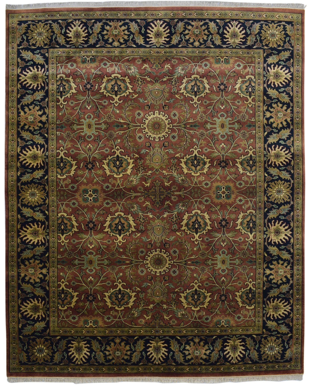 Hand Knotted Teracotta Wool Rug 8' X 10' Persian Kashan Oriental Large Carpet   7860694941845