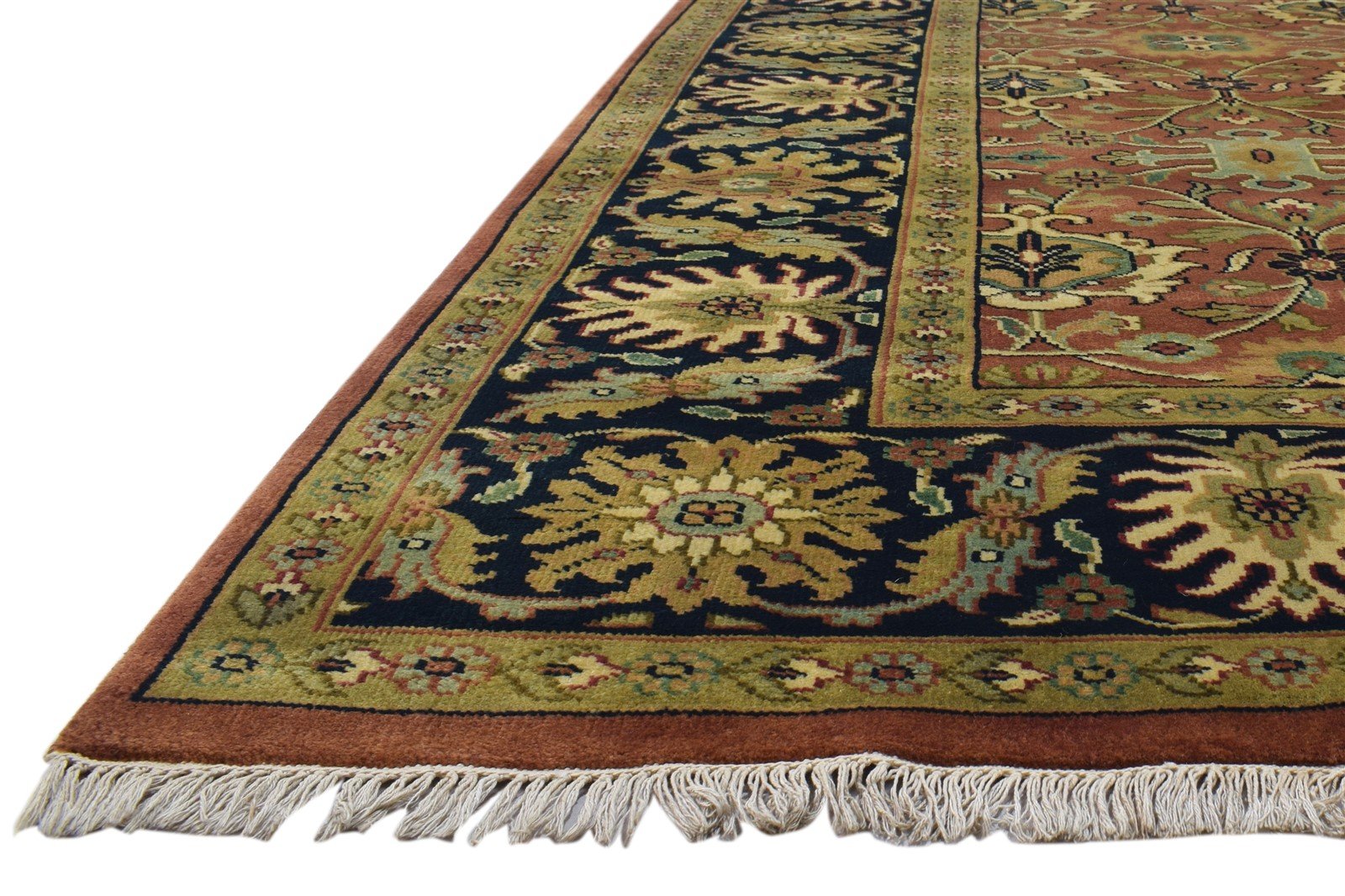 Hand Knotted Teracotta Wool Rug 8' X 10' Persian Kashan Oriental Large Carpet   7860694941845