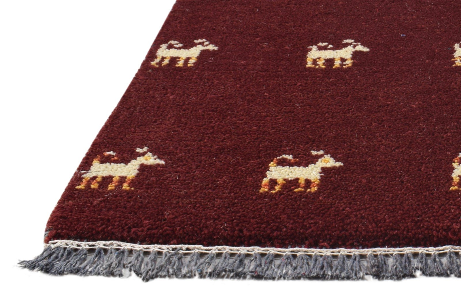 Hand Knotted Wine Wool Rug 1' X 2' Southwestern American Tribal Small Carpet   7865087852693
