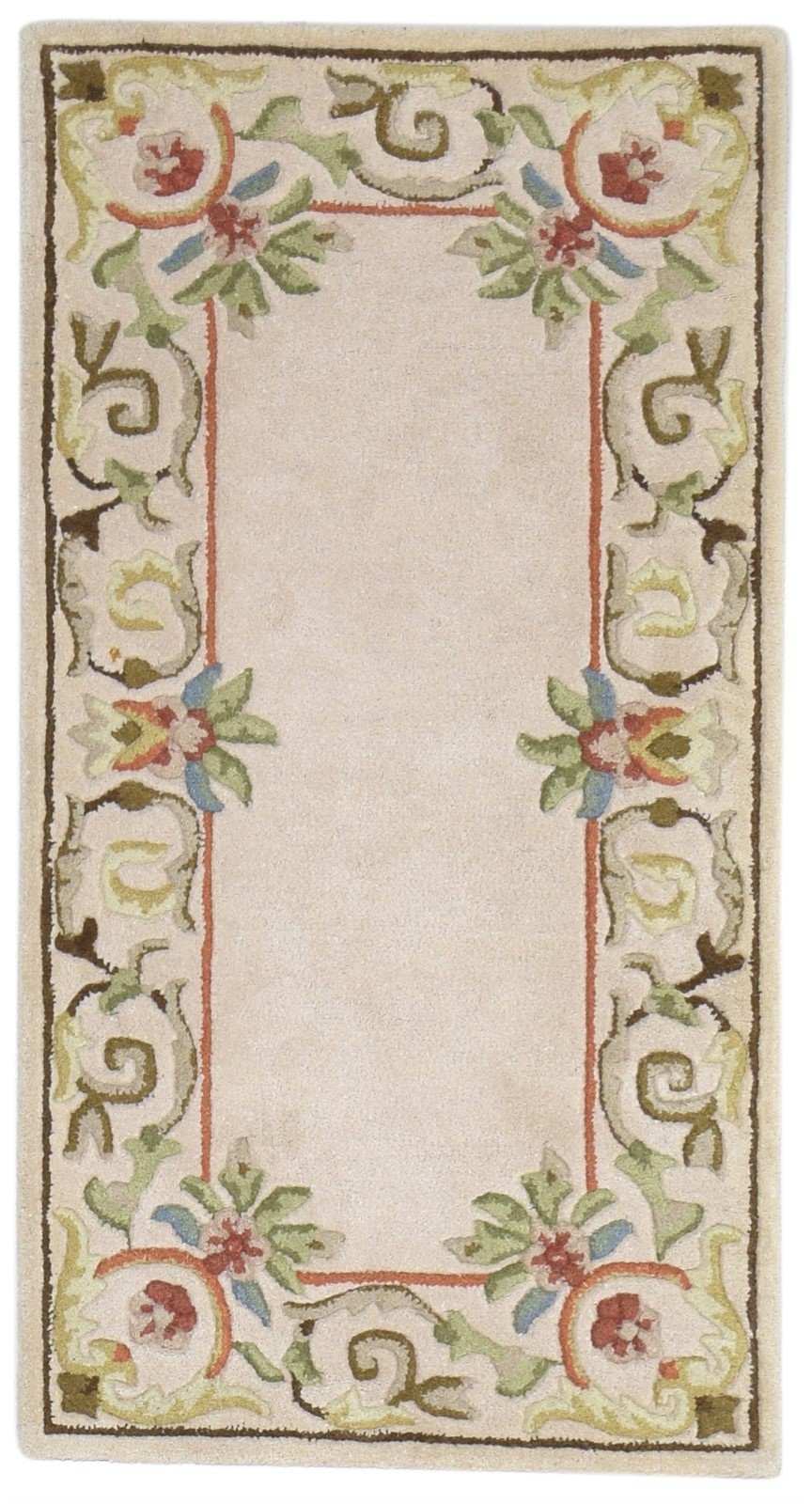 Hand Tufted Beige Wool Rug 2'6 X 4' Persian Mughal Oriental Small Carpet   7864930861205