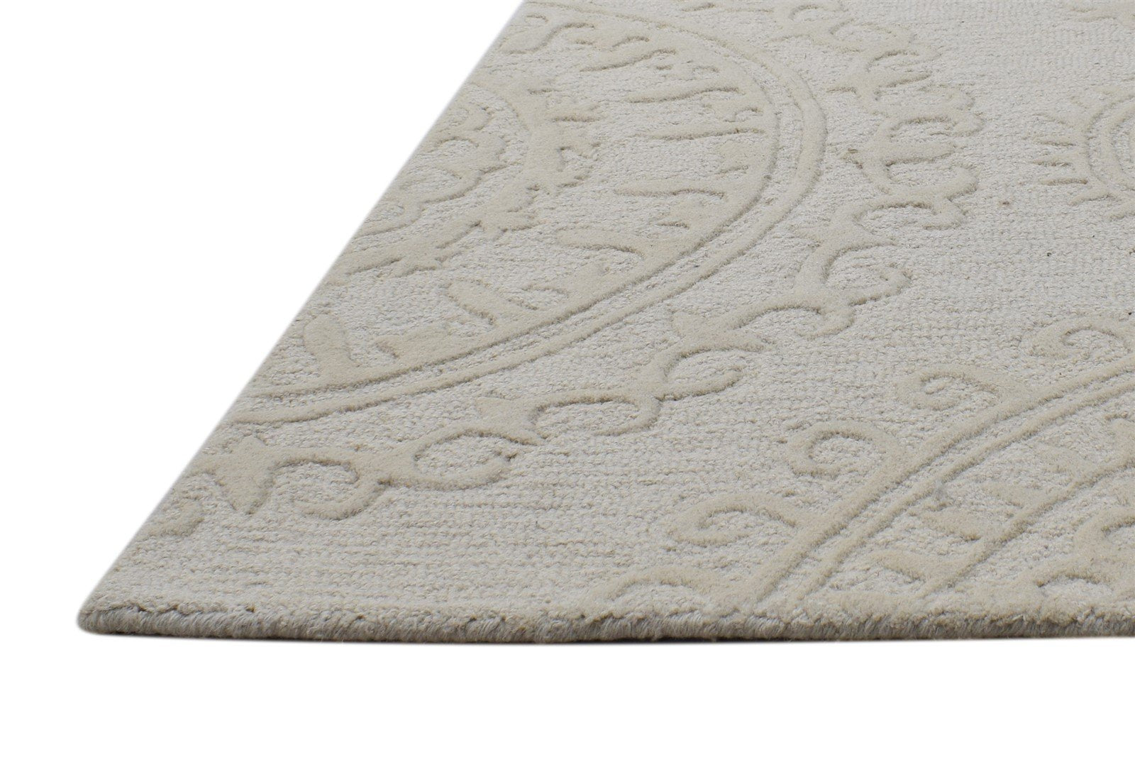 Hand Tufted Beige Wool Rug 2' X 8' Modern French Circles Small Runner   7864122998933