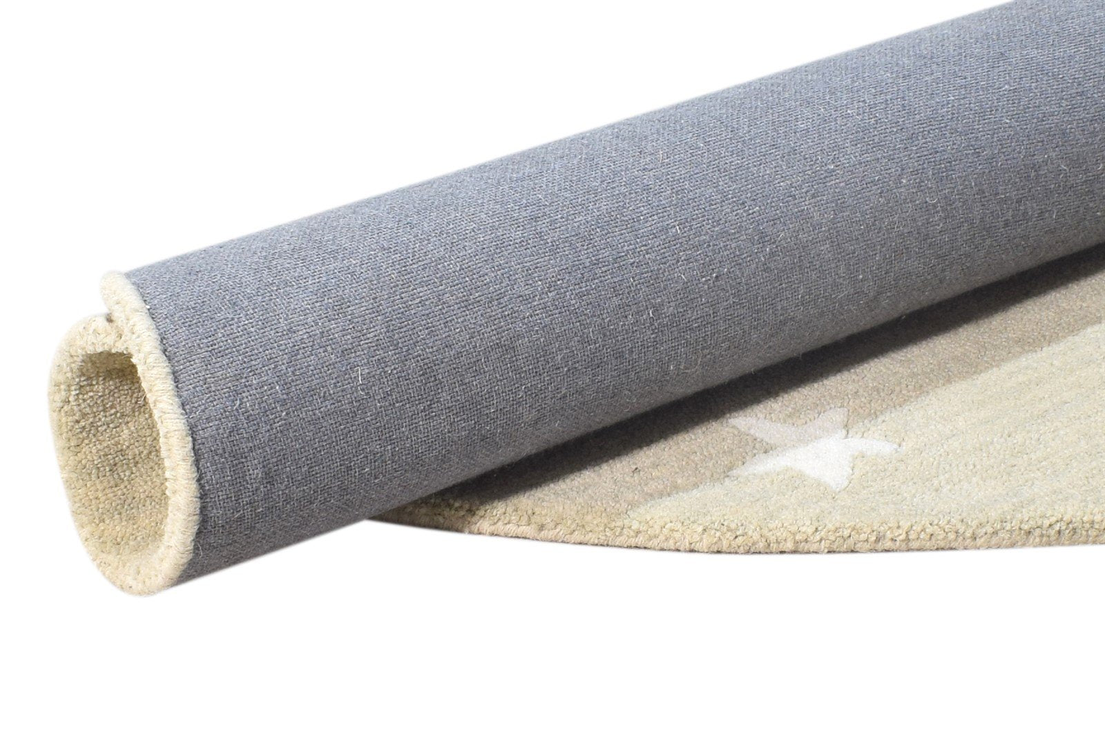Hand Tufted Beige Wool Rug 5' X 5' Modern American Stars Room Size Round   7865181339797
