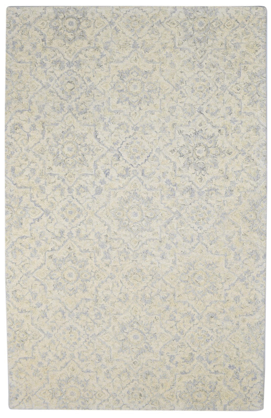 Hand Tufted Beige Wool Rug 5' X 8' Modern French Floral Room Size Carpet   7864092786837