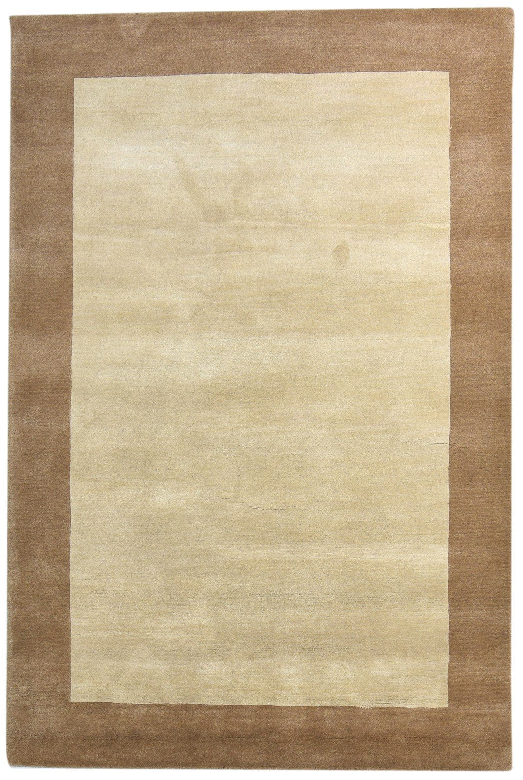 Hand Tufted Beige Wool Rug 5' X 8' Modern Scandinavian Bordered Room Size Carpet   7865128190101