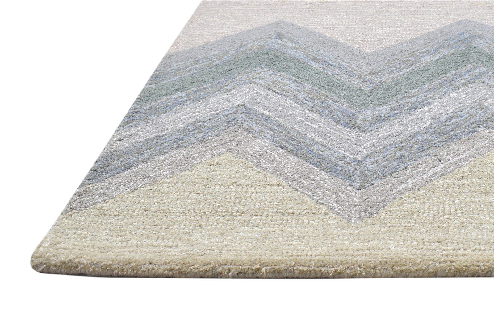 Hand Tufted Beige Wool Rug 5' X 8' Modern Scandinavian Chevron Room Size Carpet   7864095965333