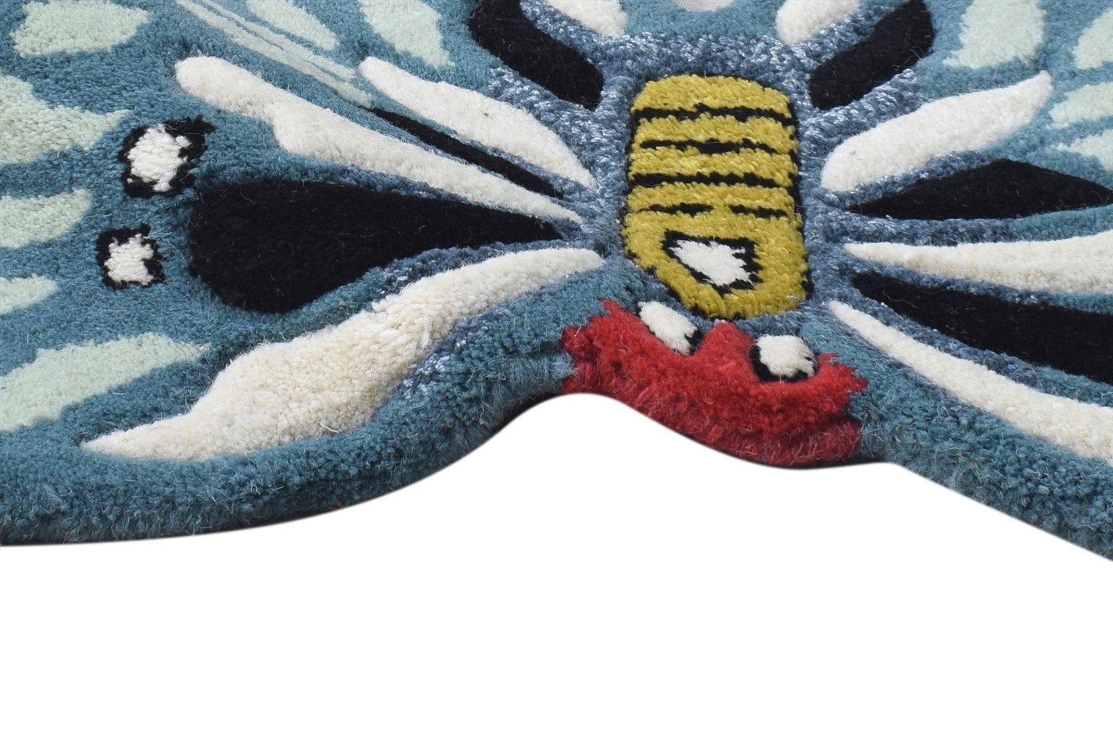 Hand Tufted Blue Wool Rug 2' X 1' Kids & Teens Indian Animal Print Small Carpet   7864643420309