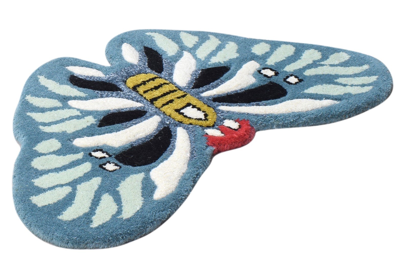Hand Tufted Blue Wool Rug 2' X 1' Kids & Teens Indian Animal Print Small Carpet   7864643420309