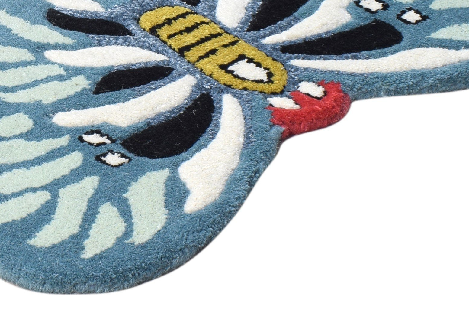 Hand Tufted Blue Wool Rug 2' X 1' Kids & Teens Indian Animal Print Small Carpet   7864643420309