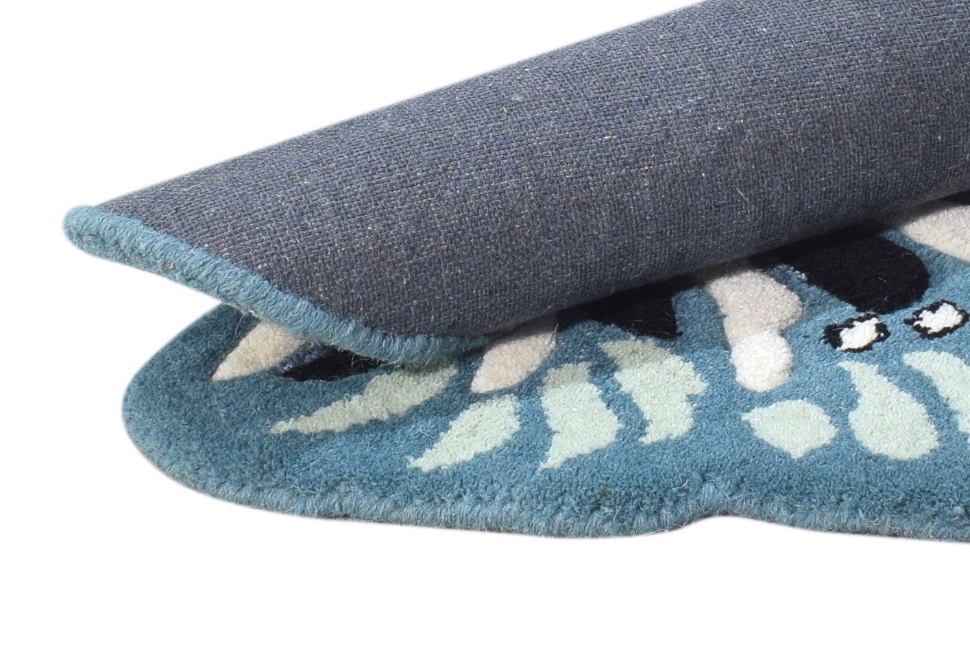 Hand Tufted Blue Wool Rug 2' X 1' Kids & Teens Indian Animal Print Small Carpet   7864643420309