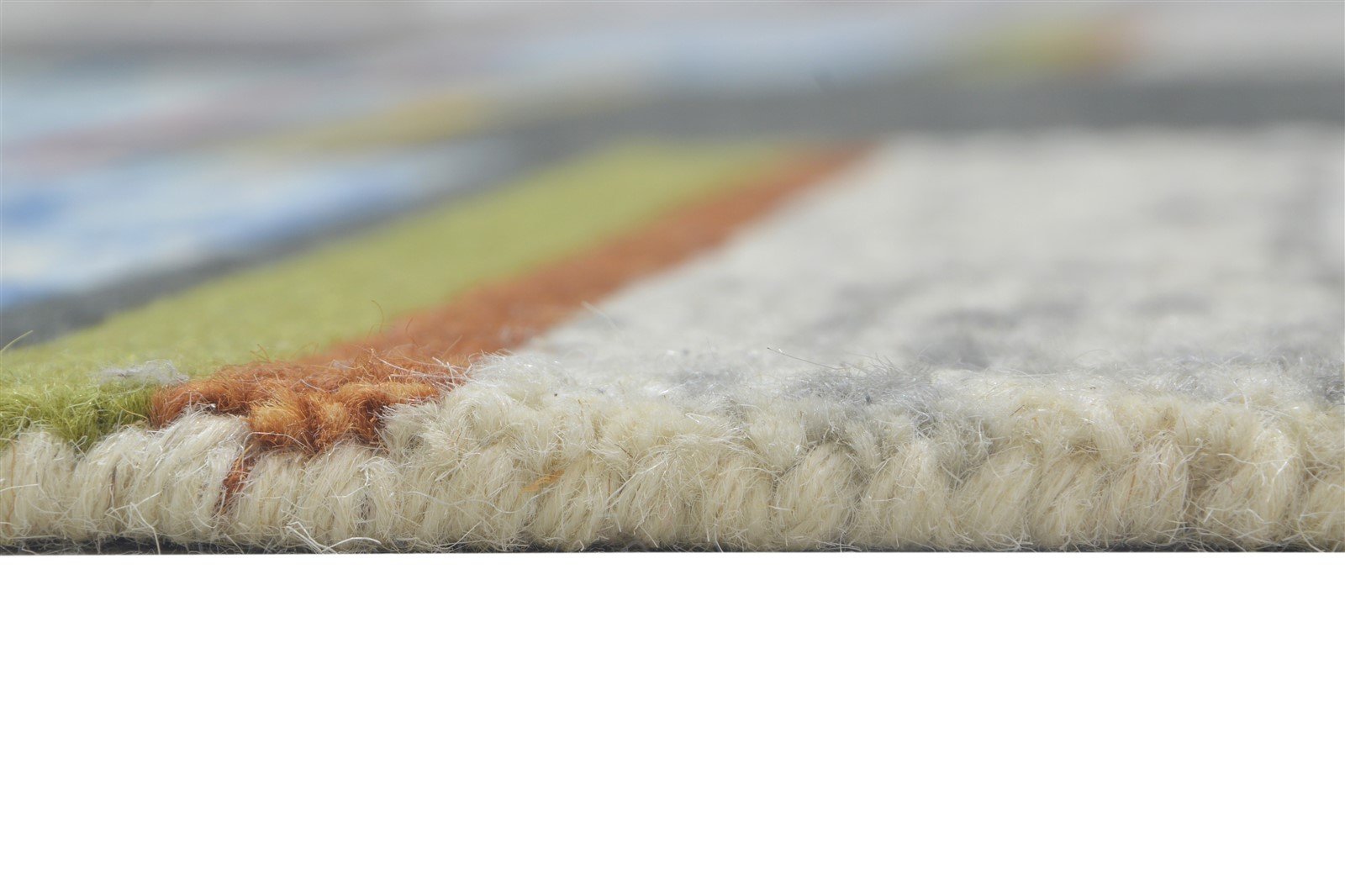 Hand Tufted Blue Wool Rug 5' X 8' Modern Bohemian Striped Room Size Carpet   7864266981525