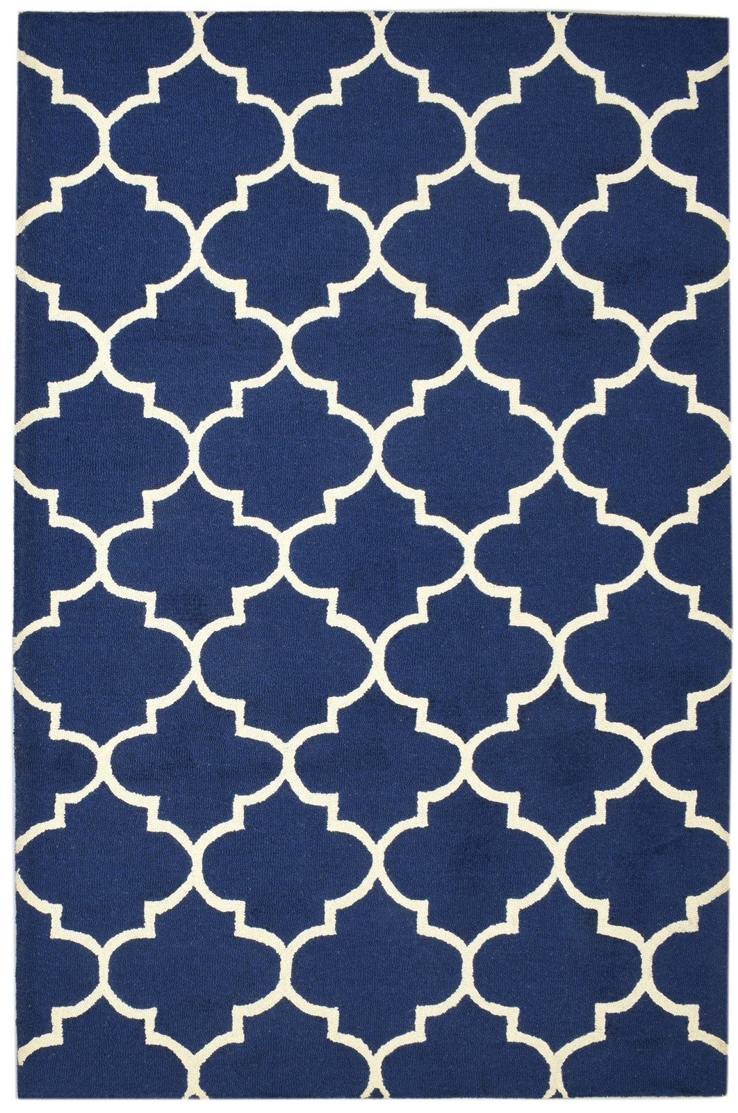 Hand Tufted Blue Wool Rug 5' X 8' Modern Moroccan Trellis Room Size Carpet   7860684226709