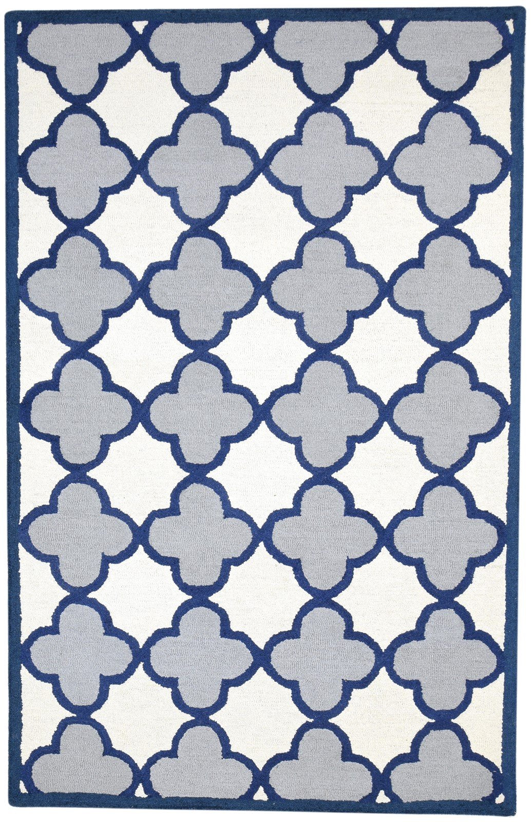 Hand Tufted Blue Wool Rug 5' X 8' Modern Moroccan Trellis Room Size Carpet   7864240734357