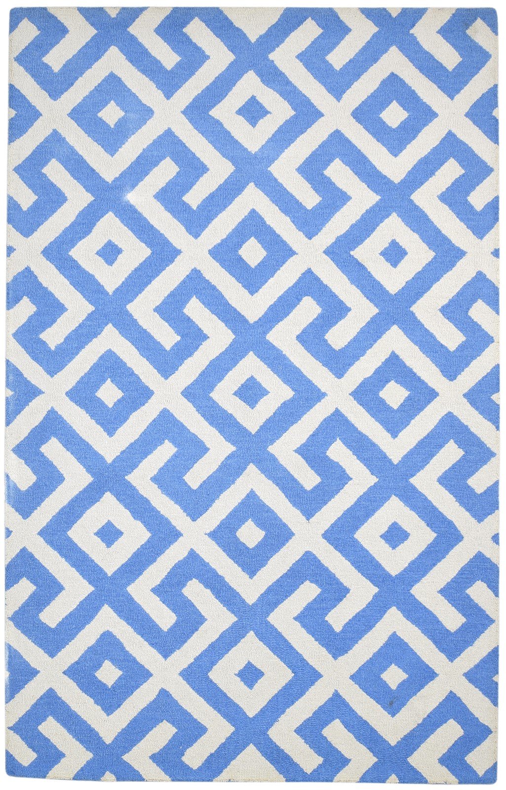 Hand Tufted Blue Wool Rug 5' X 8' Modern Scandinavian Geometric Room Size Carpet   7864246075541