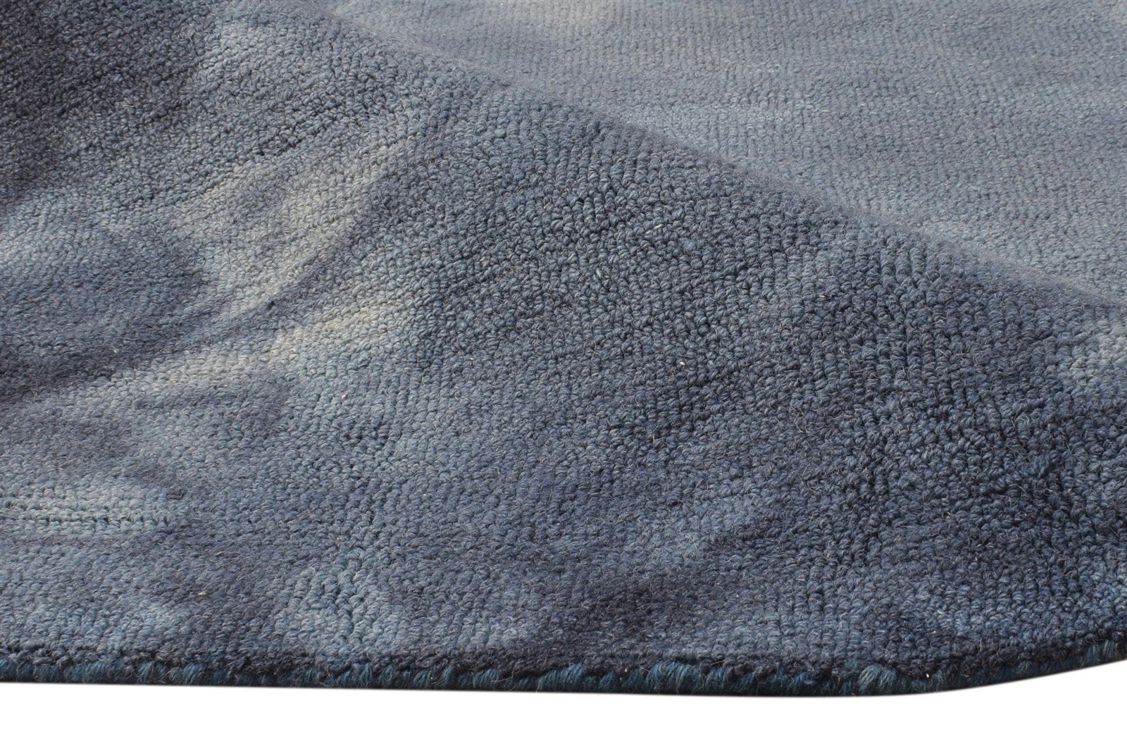 Hand Tufted Blue Wool Rug 5' X 8' Modern Shibori Tie Dye Room Size Carpet   7865199001749