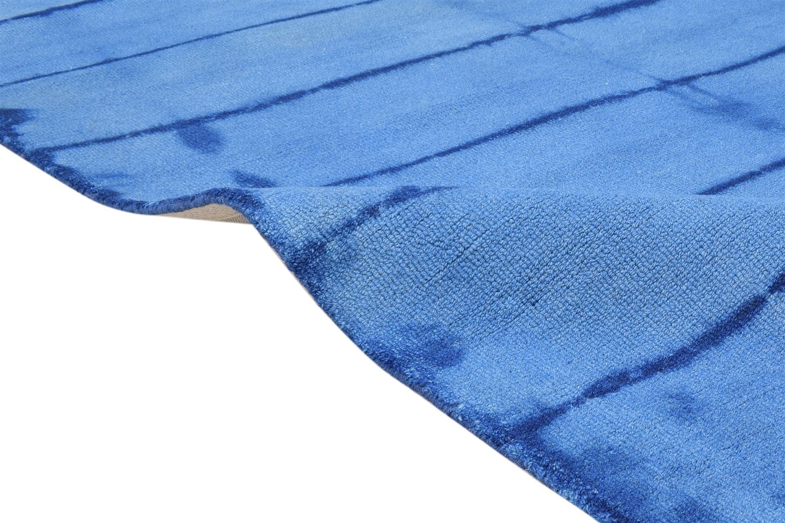 Hand Tufted Blue Wool Rug 5' X 8' Modern Shibori Tie Dye Room Size Carpet   7865199460501