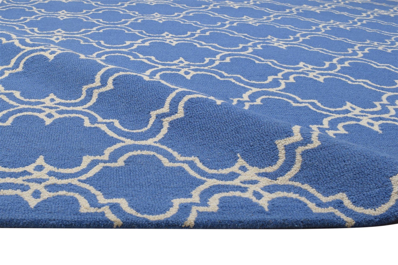 Hand Tufted Blue Wool Rug 8' X 10' Modern Moroccan Trellis Large Carpet   7864304959637