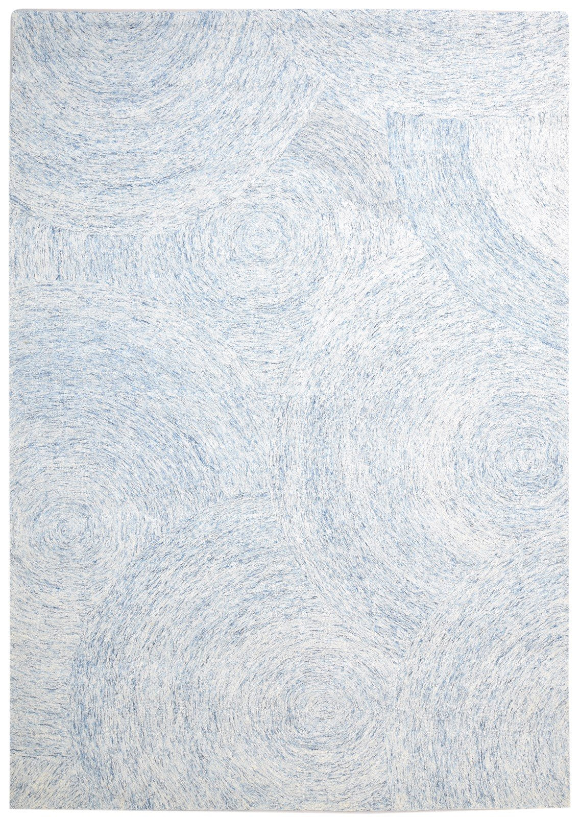 Hand Tufted Blue Wool Rug 8' X 11' Modern European Circles Large Carpet   7865111576725