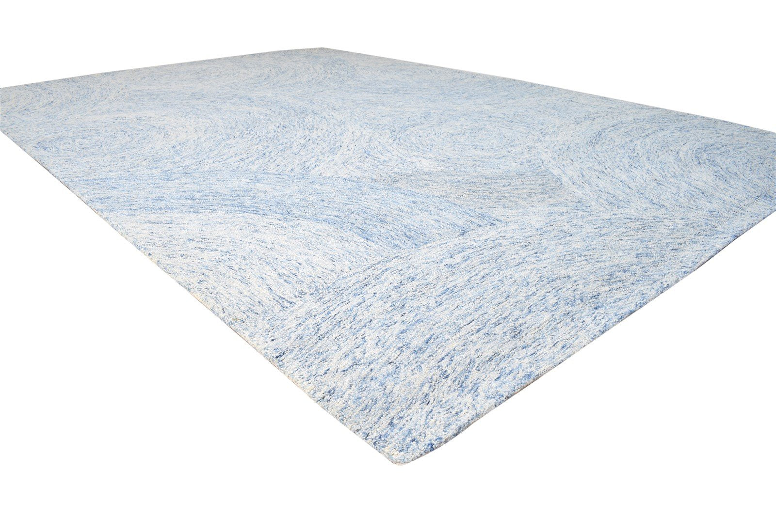Hand Tufted Blue Wool Rug 8' X 11' Modern European Circles Large Carpet   7865111576725