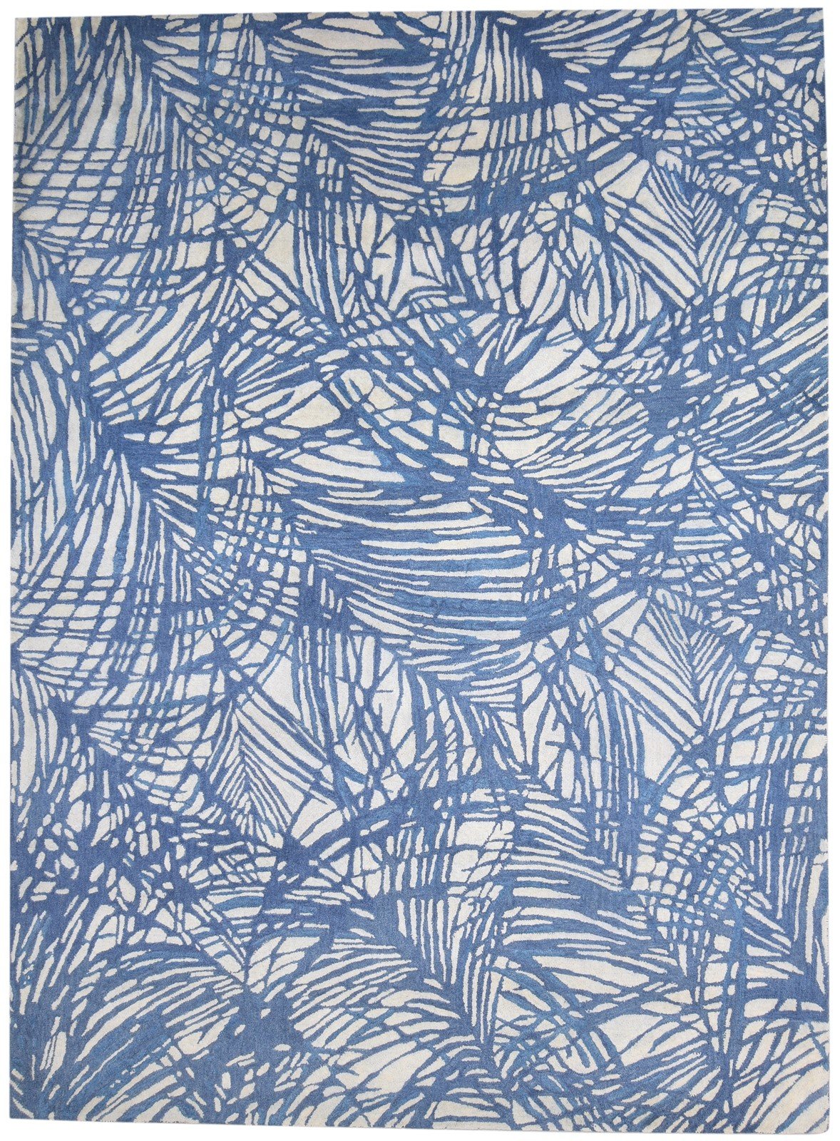 Hand Tufted Blue Wool Rug 8' X 11' Modern French Abstract Large Carpet   7864809062549
