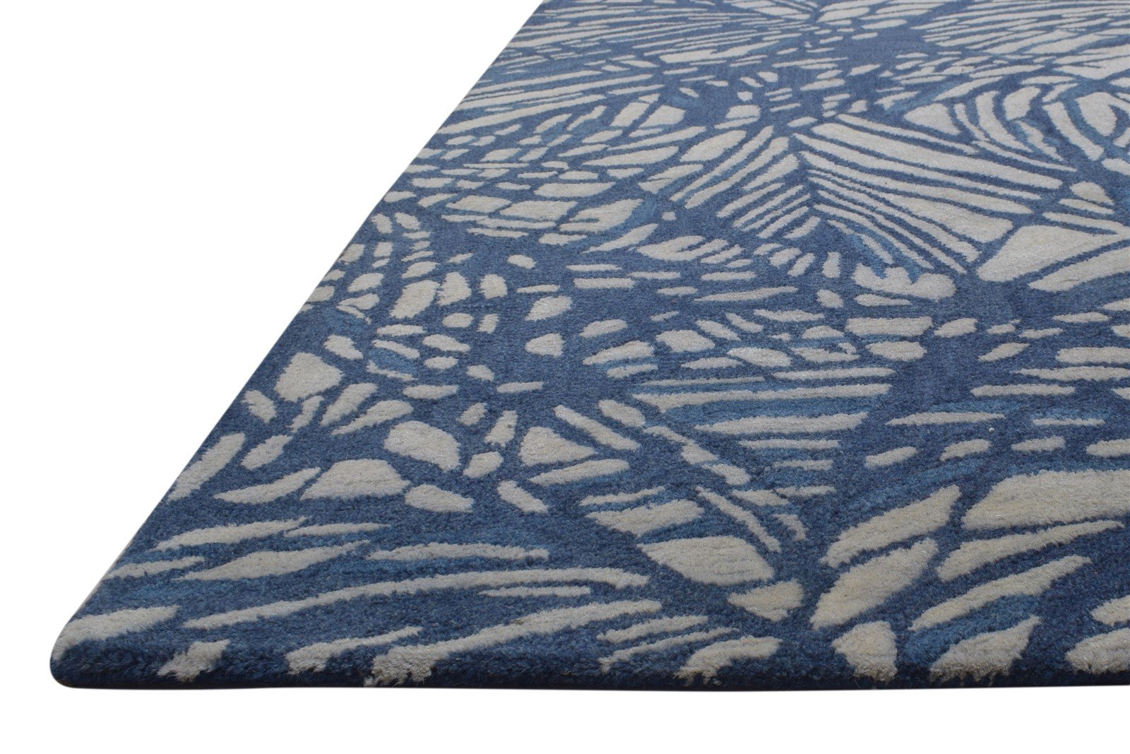 Hand Tufted Blue Wool Rug 8' X 11' Modern French Abstract Large Carpet   7864809062549