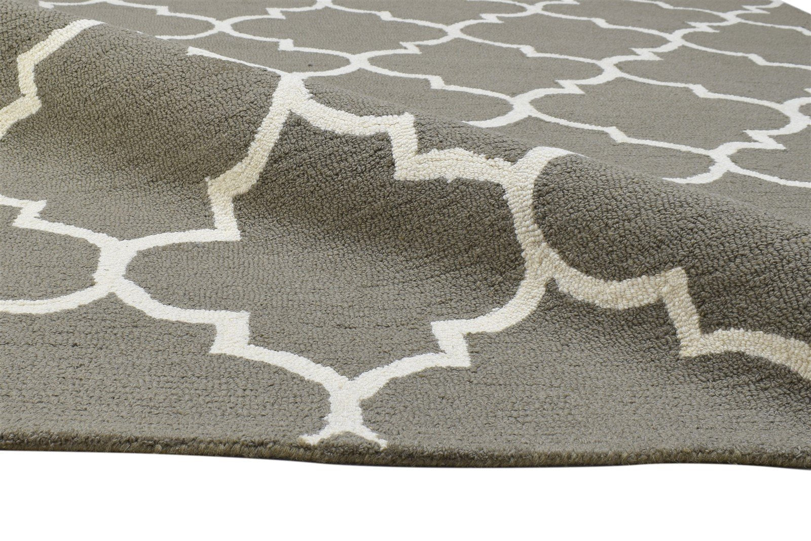 Anthiathia Hand Tufted Brown Wool Rug 5' X 8' Modern Moroccan Trellis   7864261771413