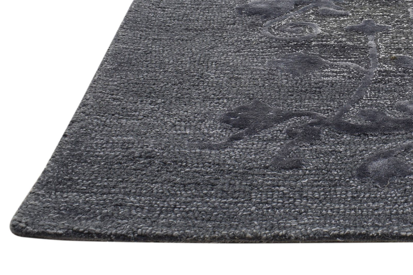 Hand Tufted Charcoal Wool / Silk Rug 5X8 Persian Oushak Damask Room Size Carpet   7864088002709