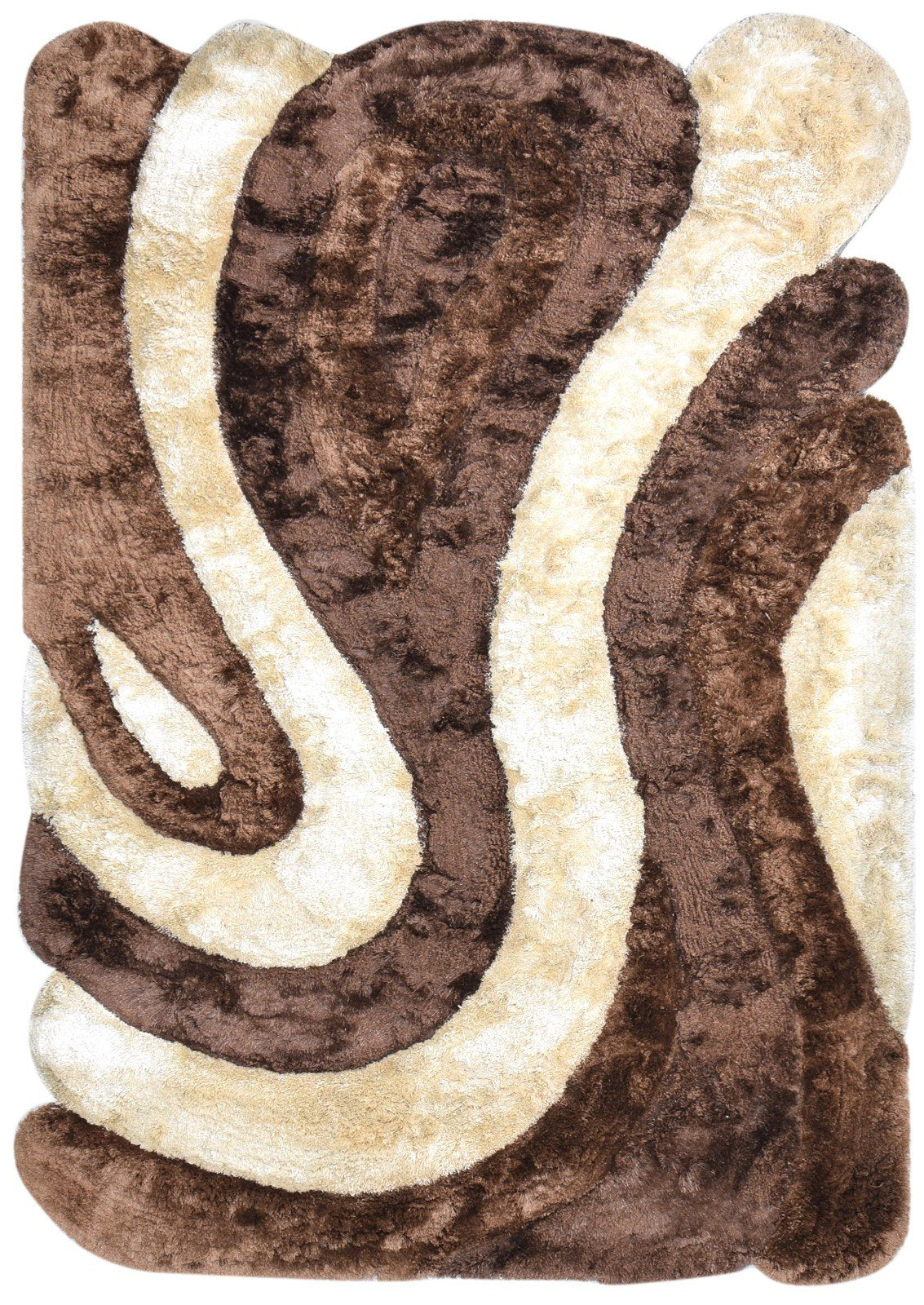 Rachelle Hand Tufted Chocolate Polypropylene Rug 6X8 Modern Scandinavian Abstract   7865054593173