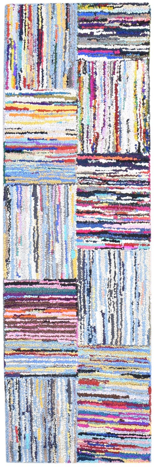 Hand Tufted Colorful Cotton Polyester Rug 2'6"x8 Modern Bohemian Geometric Small   7865131368597