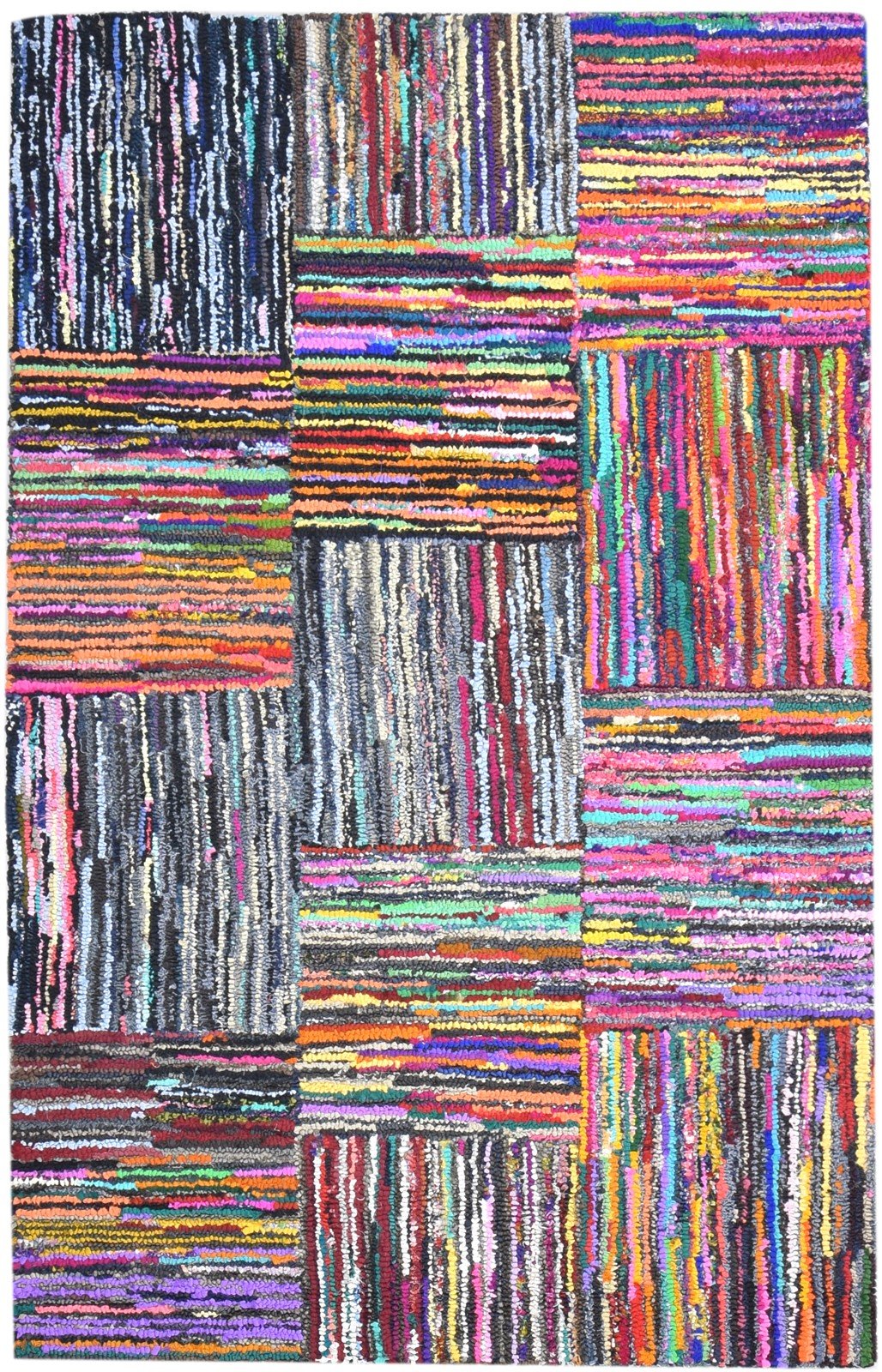 Hand Tufted Colorful Cotton Polyester Rug 5X8 Modern Bohemian Geometric Room Size   7865131991189