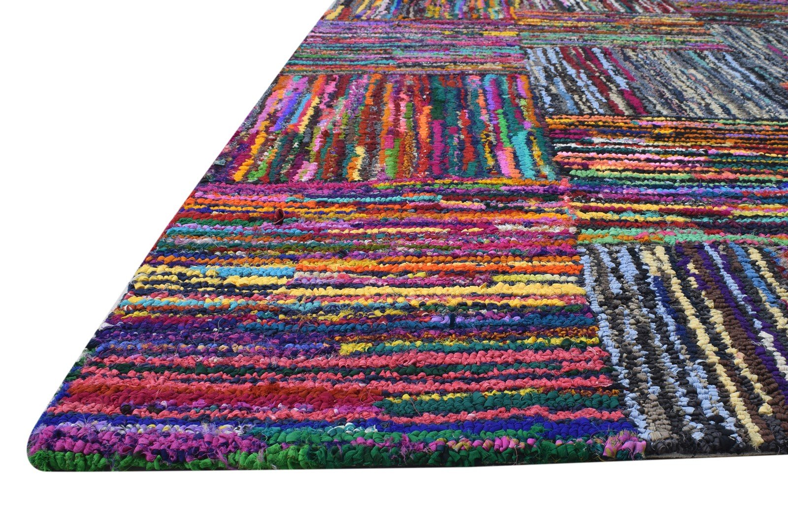 Hand Tufted Colorful Cotton Polyester Rug 5X8 Modern Bohemian Geometric Room Size   7865131991189