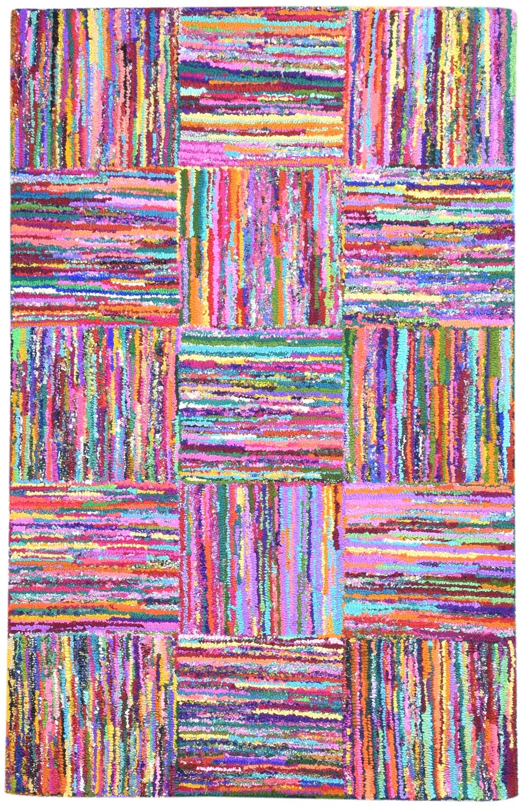 Hand Tufted Colorful Cotton Polyester Rug 5X8 Modern Bohemian Geometric Room Size   7865132253333