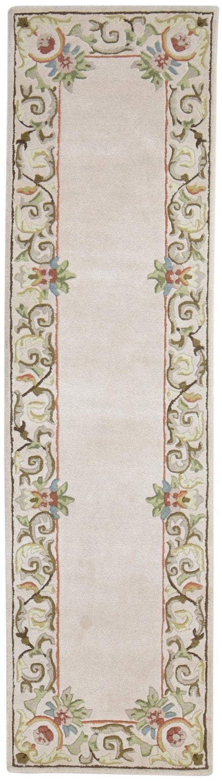 Hand Tufted Cream Wool Rug 3' X 10' Persian Mughal Oriental Small Runner   7864932925589