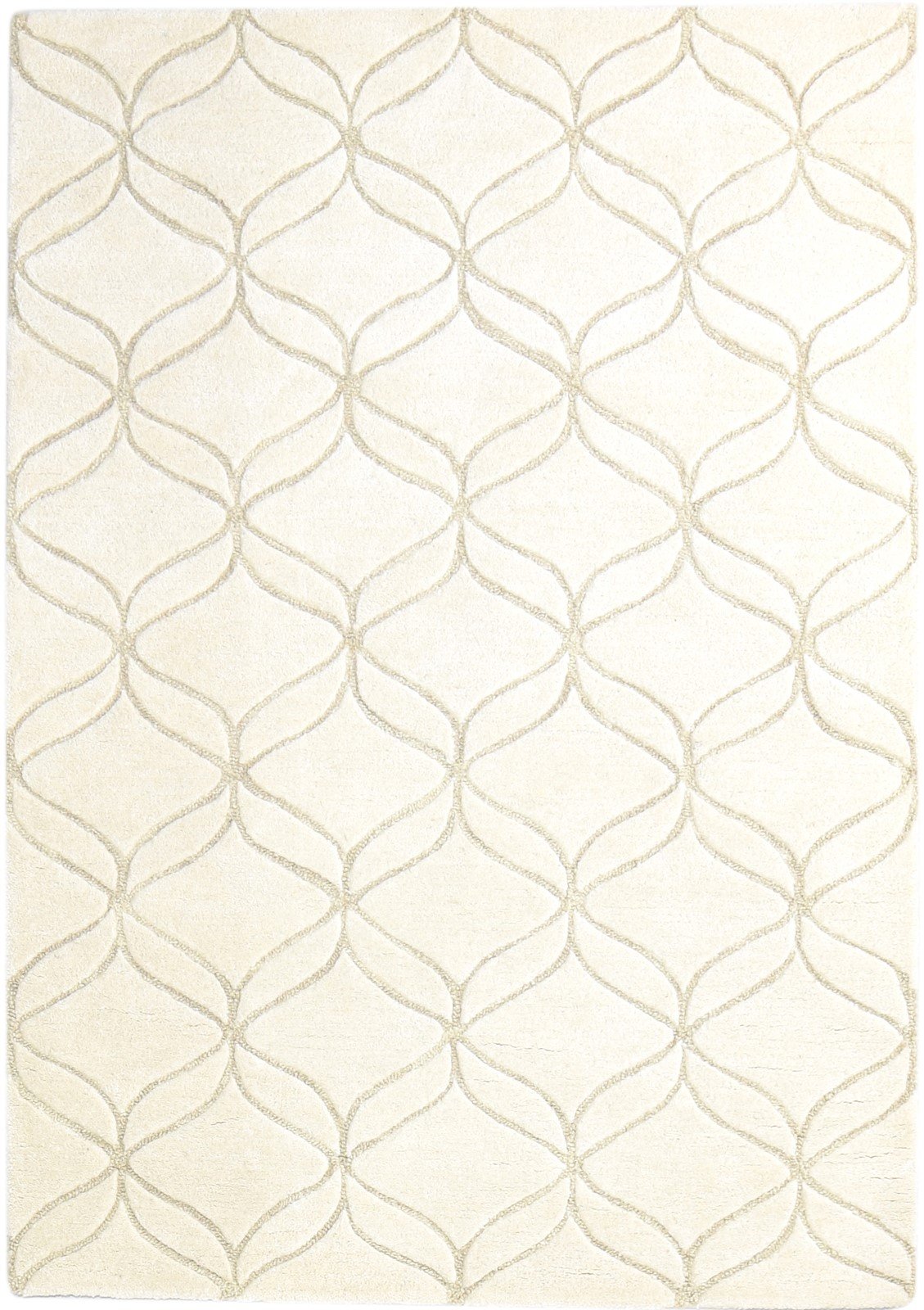 Hand Tufted Cream Wool Rug 4' X 6' Modern Moroccan Trellis Room Size Carpet   7865056264341