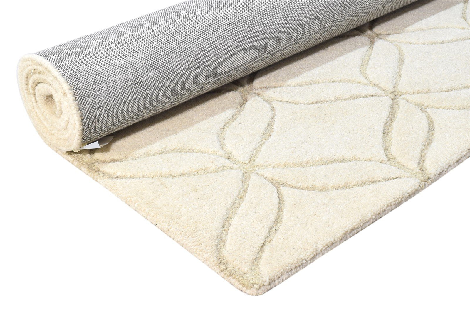 Hand Tufted Cream Wool Rug 4' X 6' Modern Moroccan Trellis Room Size Carpet   7865056264341