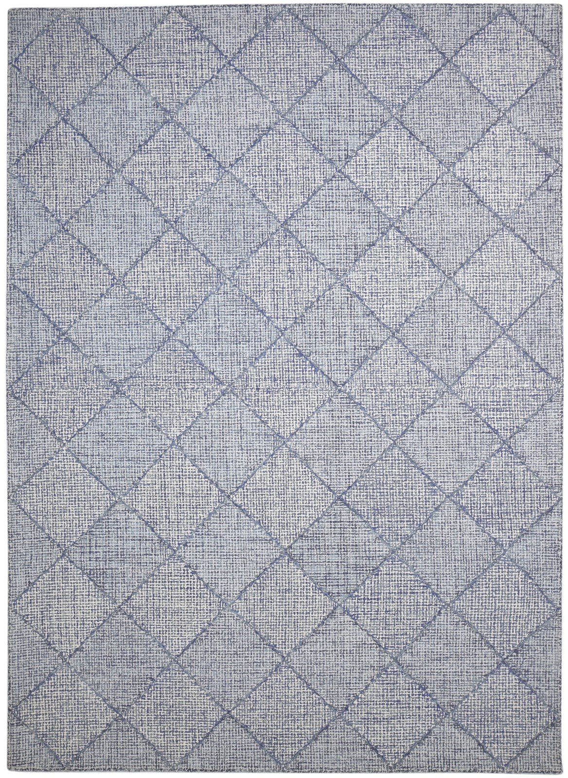 Hand Tufted Dark Grey Wool Rug 8X11 Modern Scandinavian Geometric Large Carpet   7864142168213