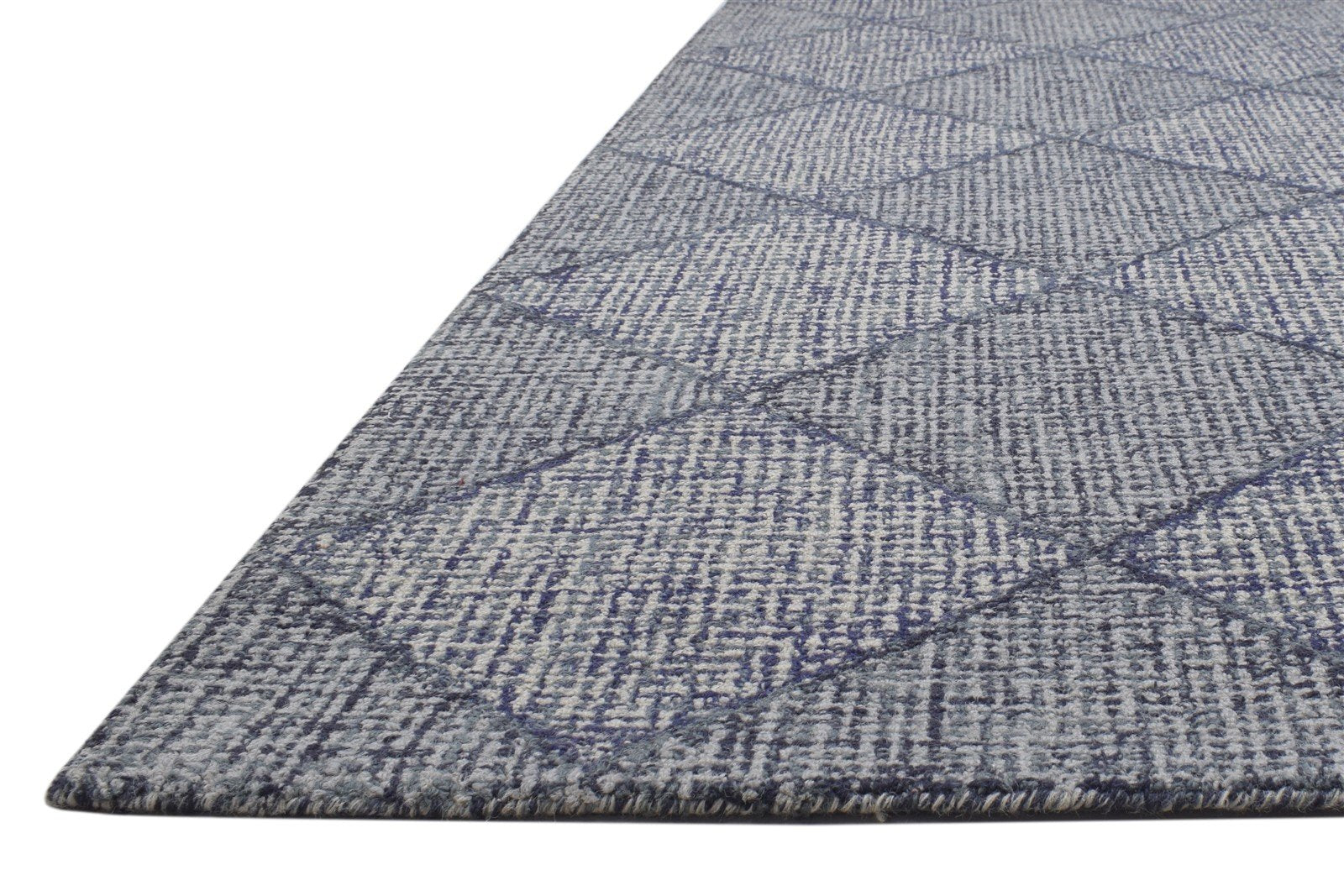 Hand Tufted Dark Grey Wool Rug 8X11 Modern Scandinavian Geometric Large Carpet   7864142168213