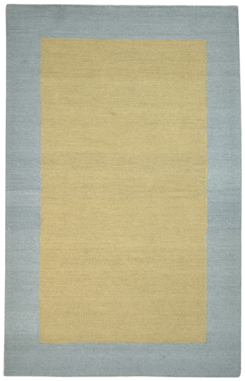 Hand Tufted Green Wool Rug 5' X 8' Modern Scandinavian Bordered Room Size Carpet   7864095768725