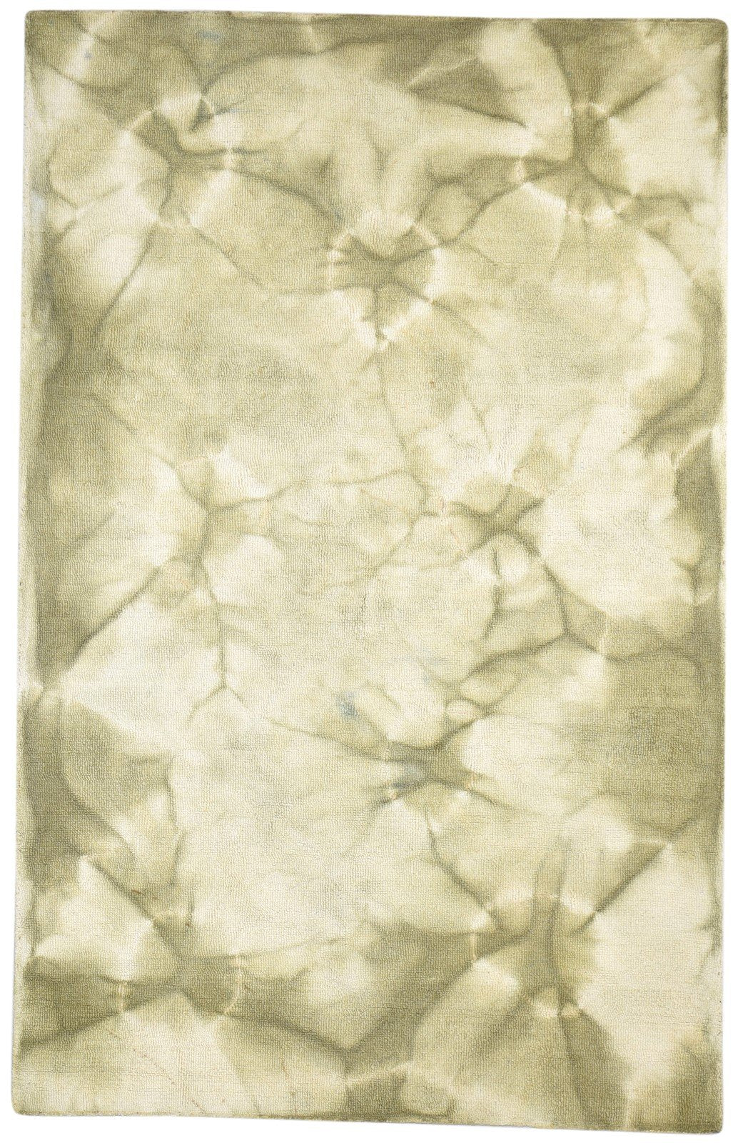 Hand Tufted Green Wool Rug 5' X 8' Modern Shibori Tie Dye Room Size Carpet   7864292016277