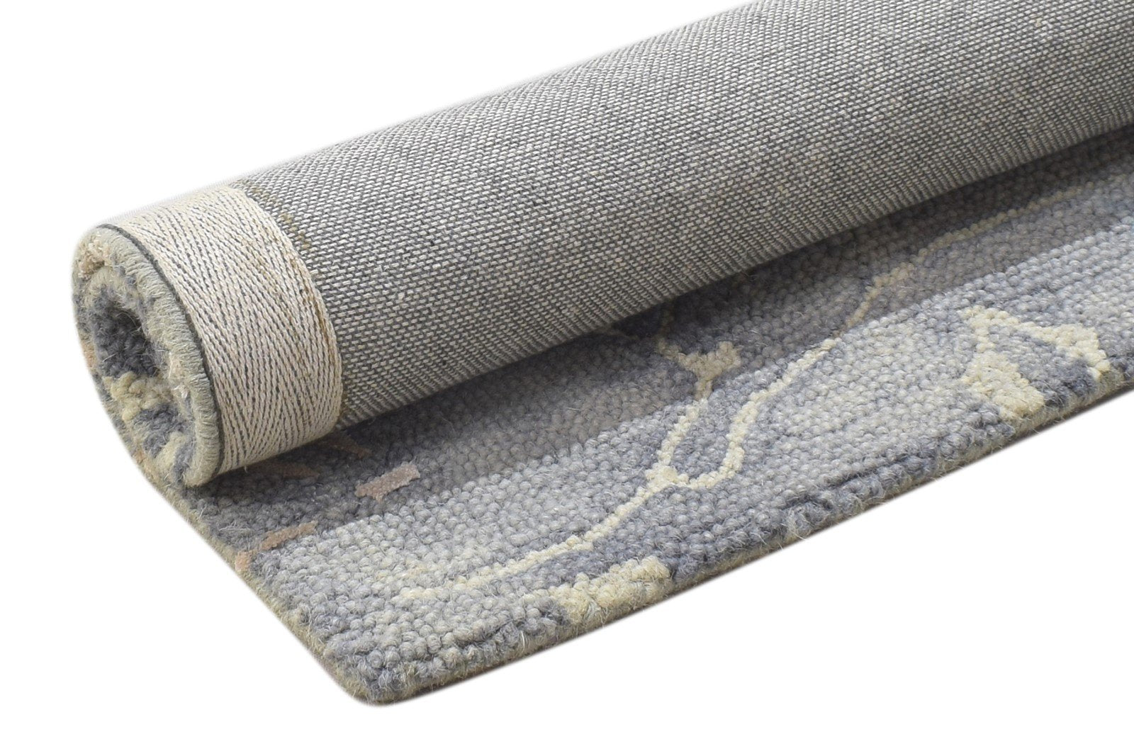 Hand Tufted Grey Wool Rug 2' X 2' Modern French Floral Small Carpet   7864124637333