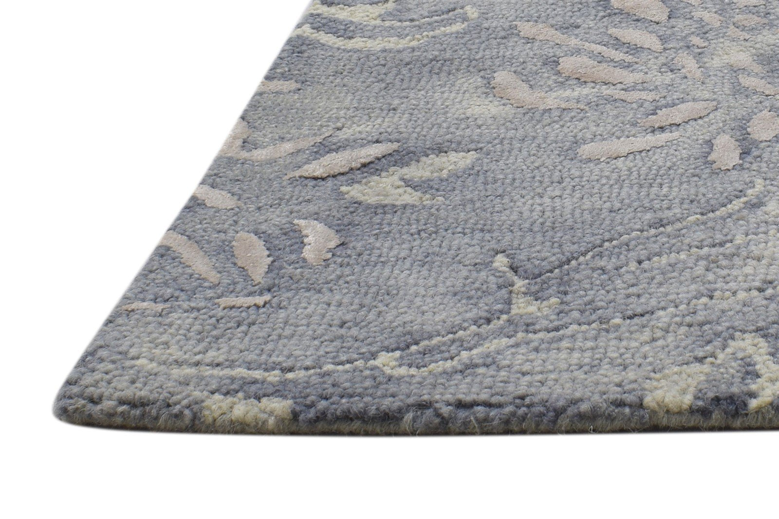 Hand Tufted Grey Wool Rug 2' X 2' Modern French Floral Small Carpet   7864124637333