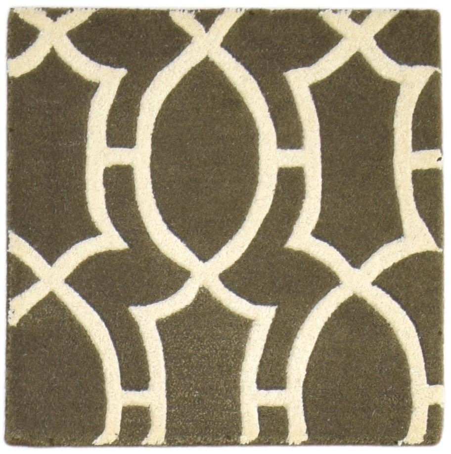 Hand Tufted Grey Wool Rug 2' X 2' Modern Moroccan Floral Small Carpet   7864128110741