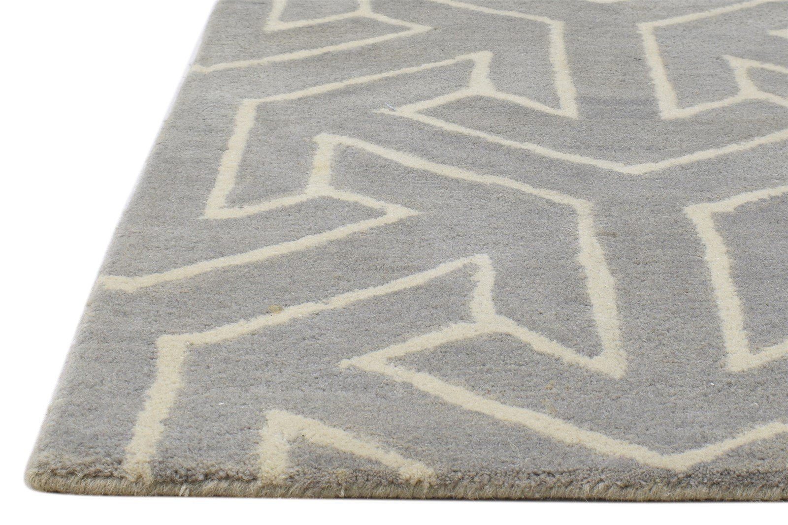 Hand Tufted Grey Wool Rug 2' X 3' Modern Scandinavian Arrows Small Carpet   7860695924885