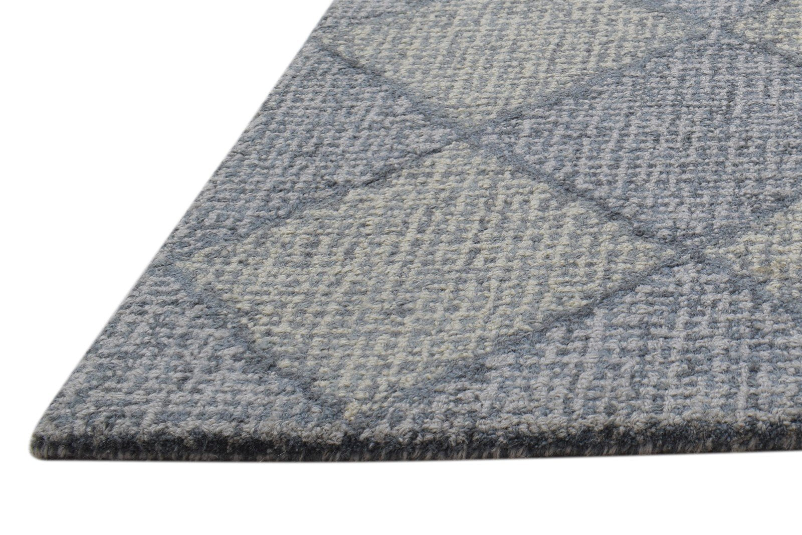 Hand Tufted Grey Wool Rug 2' X 3' Modern Scandinavian Diamond Small Carpet   7864136138901
