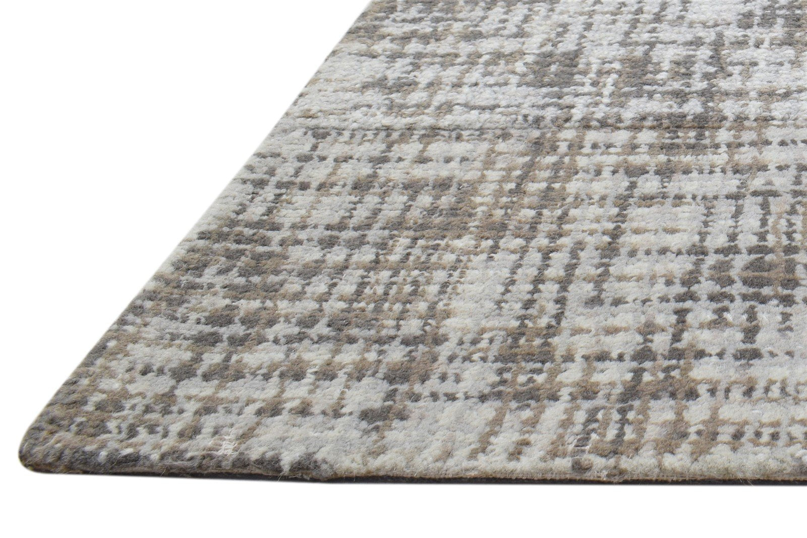 Hand Tufted Grey Wool Rug 2' X 3' Modern Scandinavian Geometric Small Carpet   7864141676693