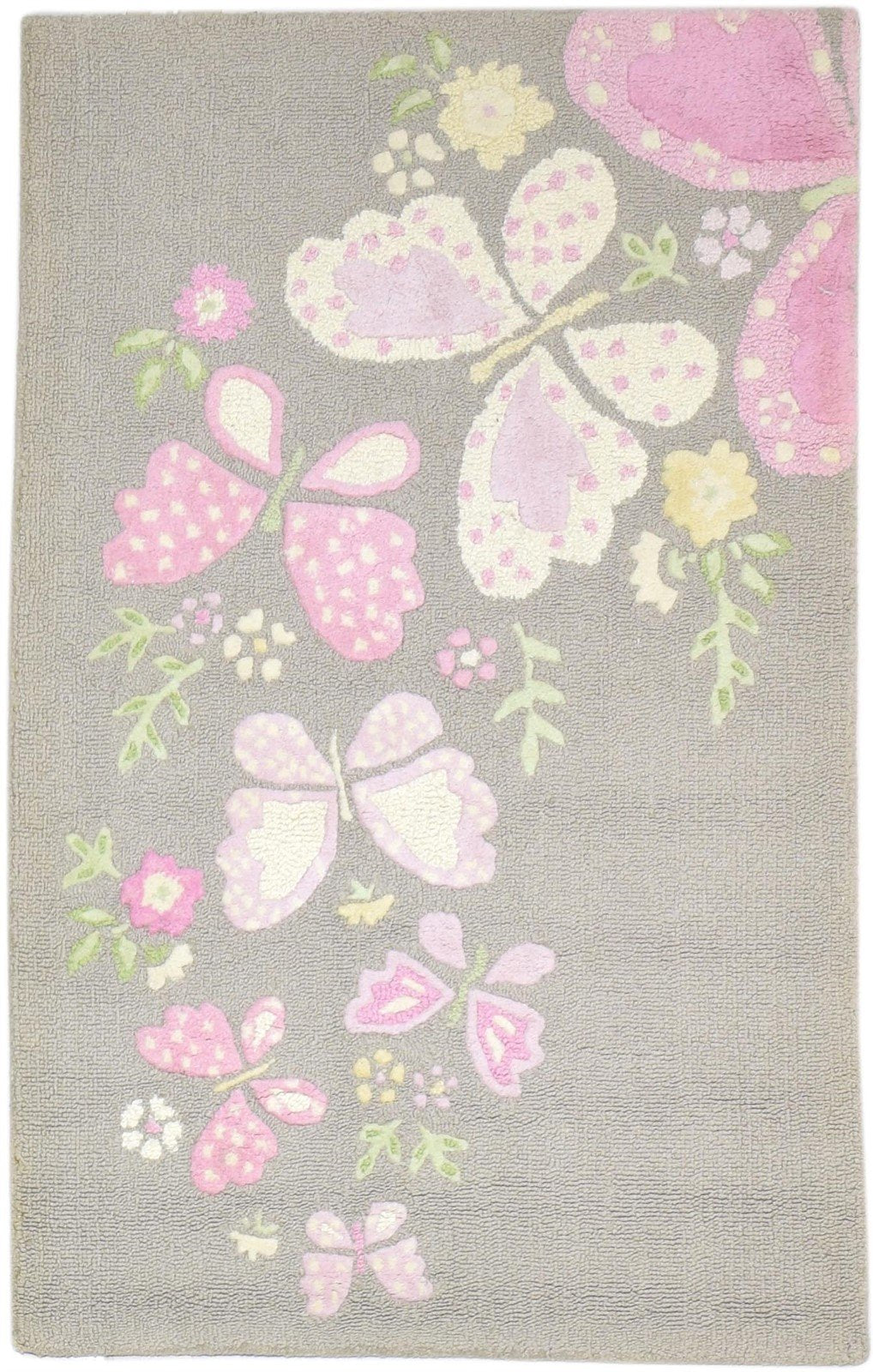 Hand Tufted Grey Wool Rug 3' X 5' Modern French Floral Small Carpet   7864143020181